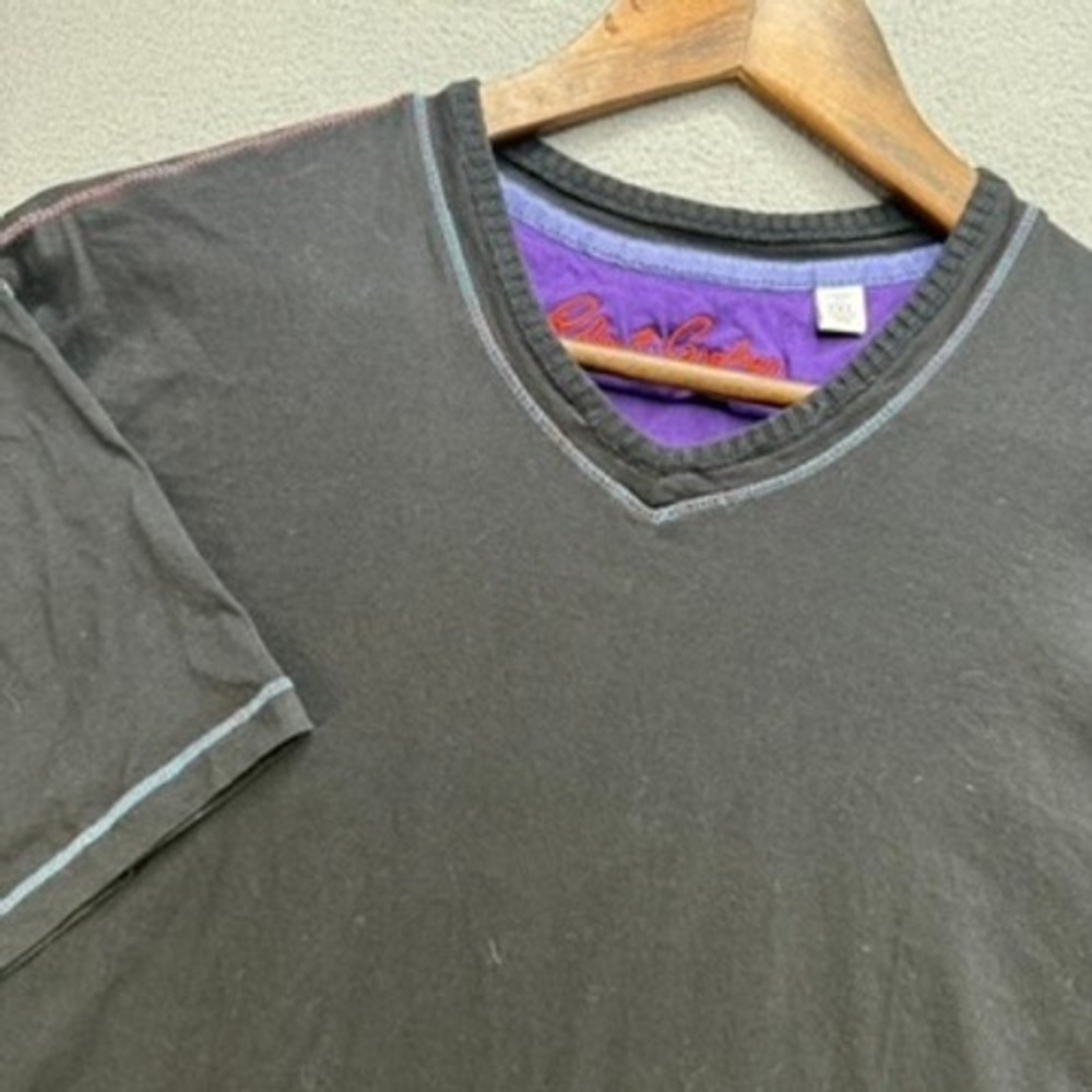 Robert Graham T-Shirt V-Neck Classic Fit 2XL Black Supima Cotton Contrast Stitch